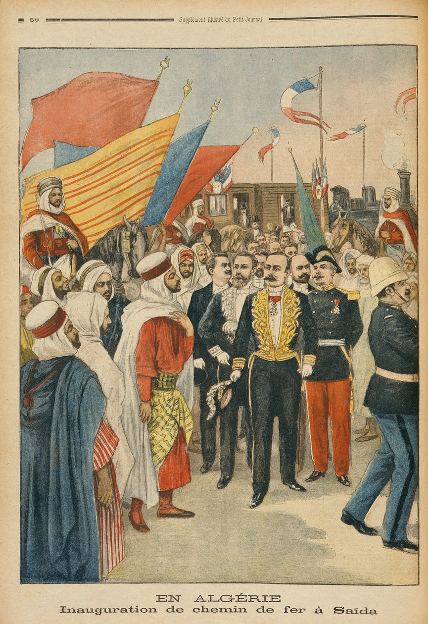 Inaugurazione della ferrovia di Saida in Algeria, illustrazione da 