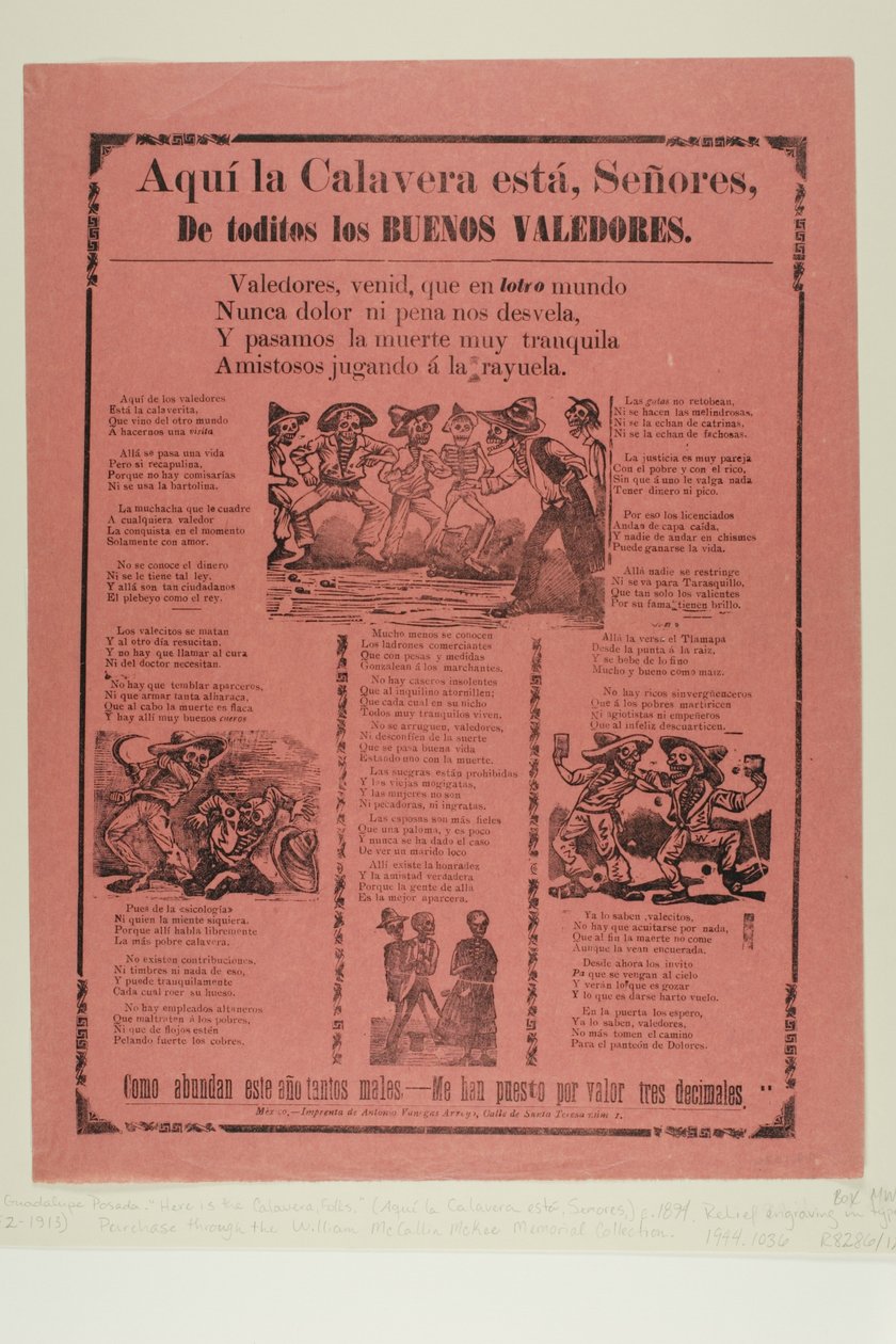 Hier sind die Calavera-Leute, alle guten Verteidiger da José Guadalupe Posada