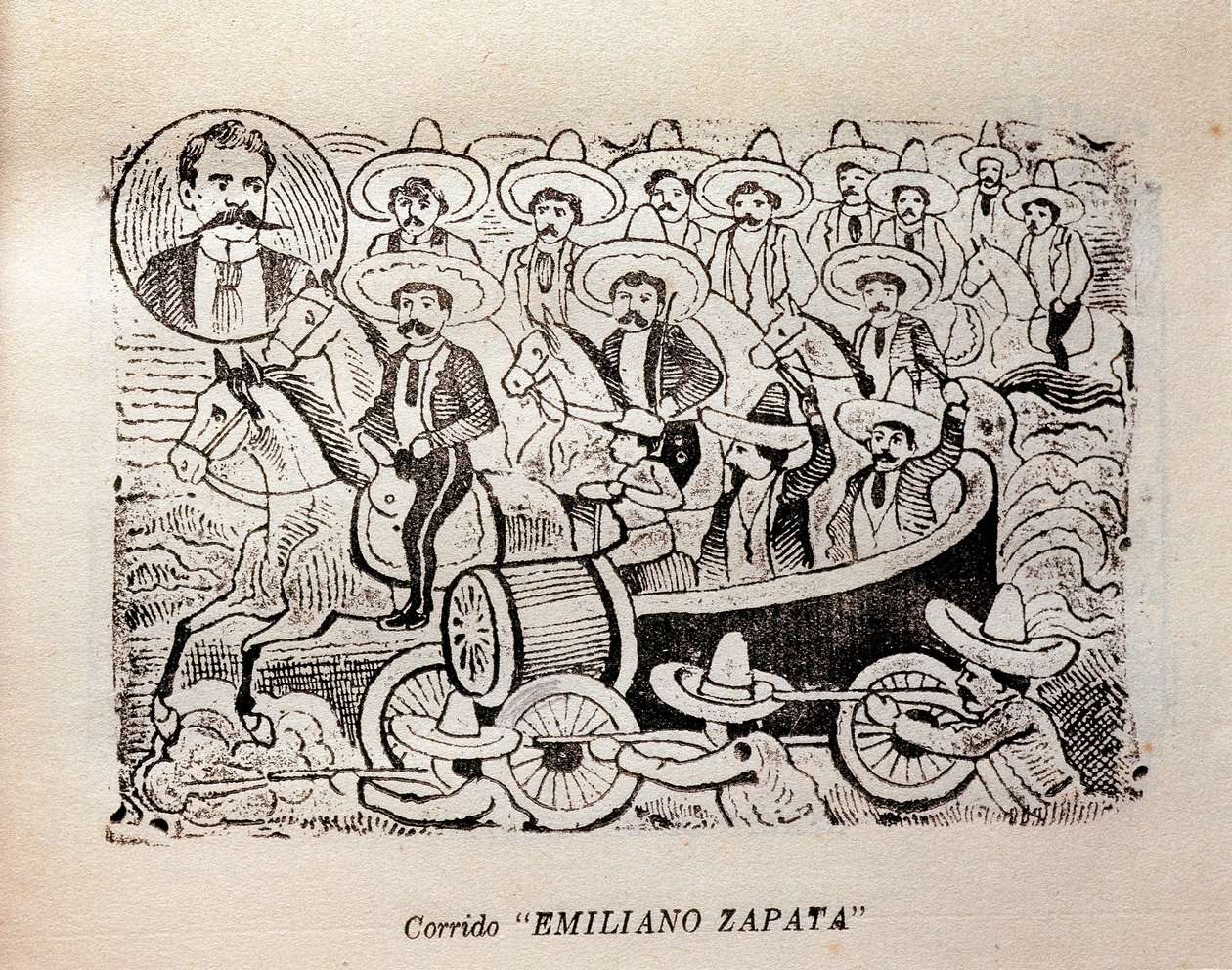 Messico. Rivoluzione Messicana "Corrido Emiliano Zapata" (incisione) da José Guadalupe Posada