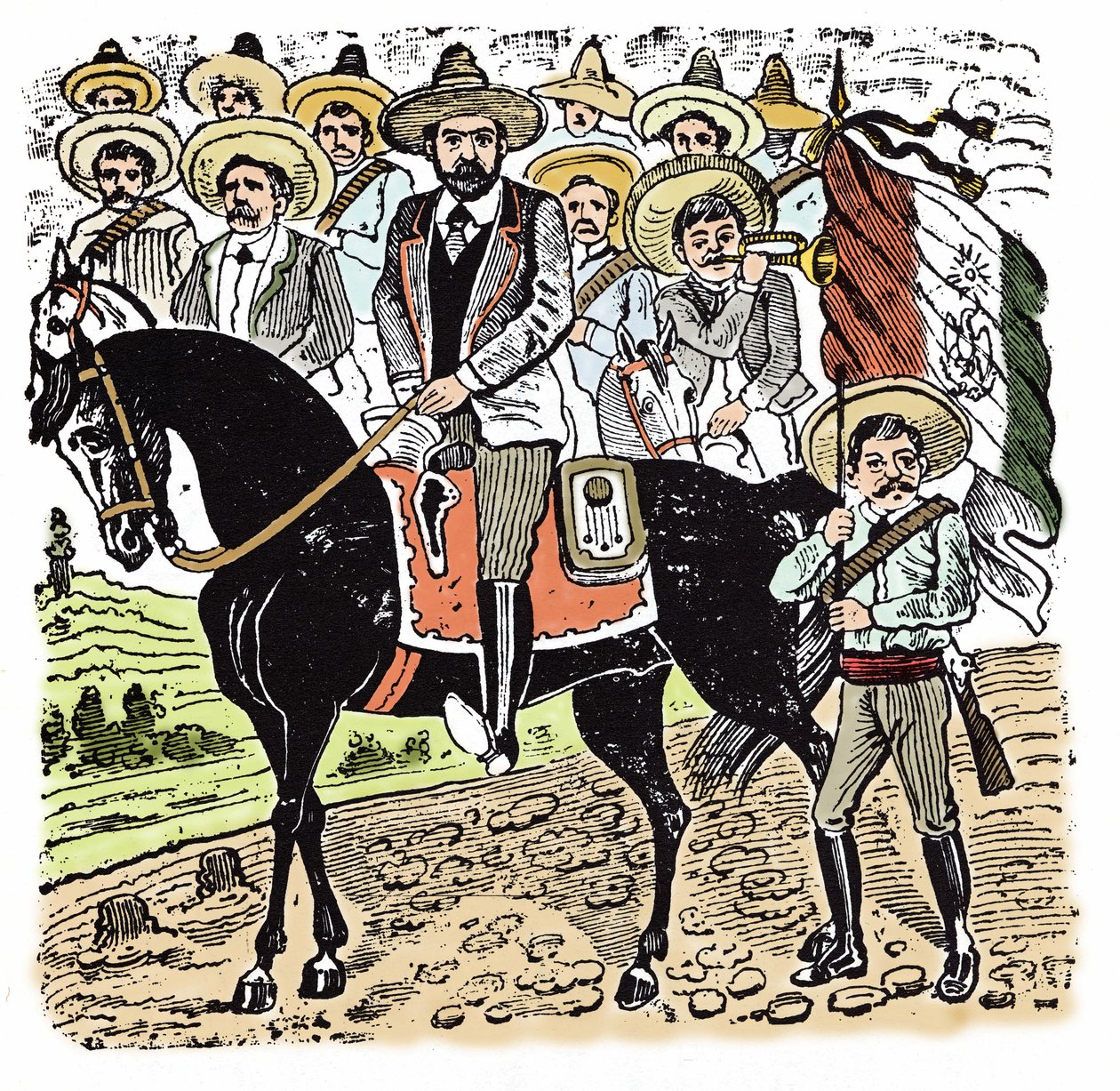 La Rivoluzione Messicana (1910-1920): Ritratto di Francisco Indalecio Madero (1873-1913) rivoluzionario messicano. Xilografia di Jose Guadalupe Posada (1852-1913) da José Guadalupe Posada