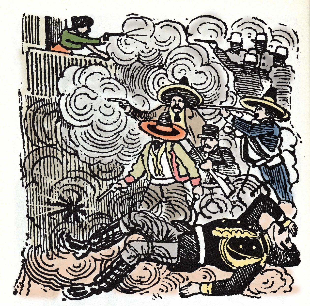 La Rivoluzione Messicana: assalto alla casa di Aquiles Serdan. Xilografia di Jose Guadalupe Posada da José Guadalupe Posada