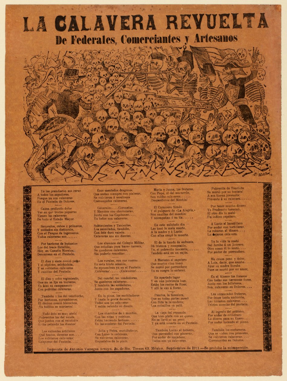 Der rebellische Calavera der Bundesarmee, Kaufleute und Handwerker da José Guadalupe Posada