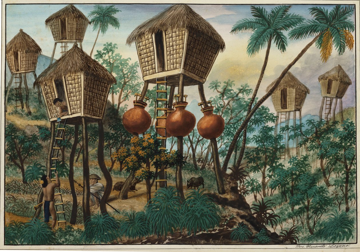 Manila e i suoi dintorni: Capanne degli indiani di montagna da Jose Honorato Lozano