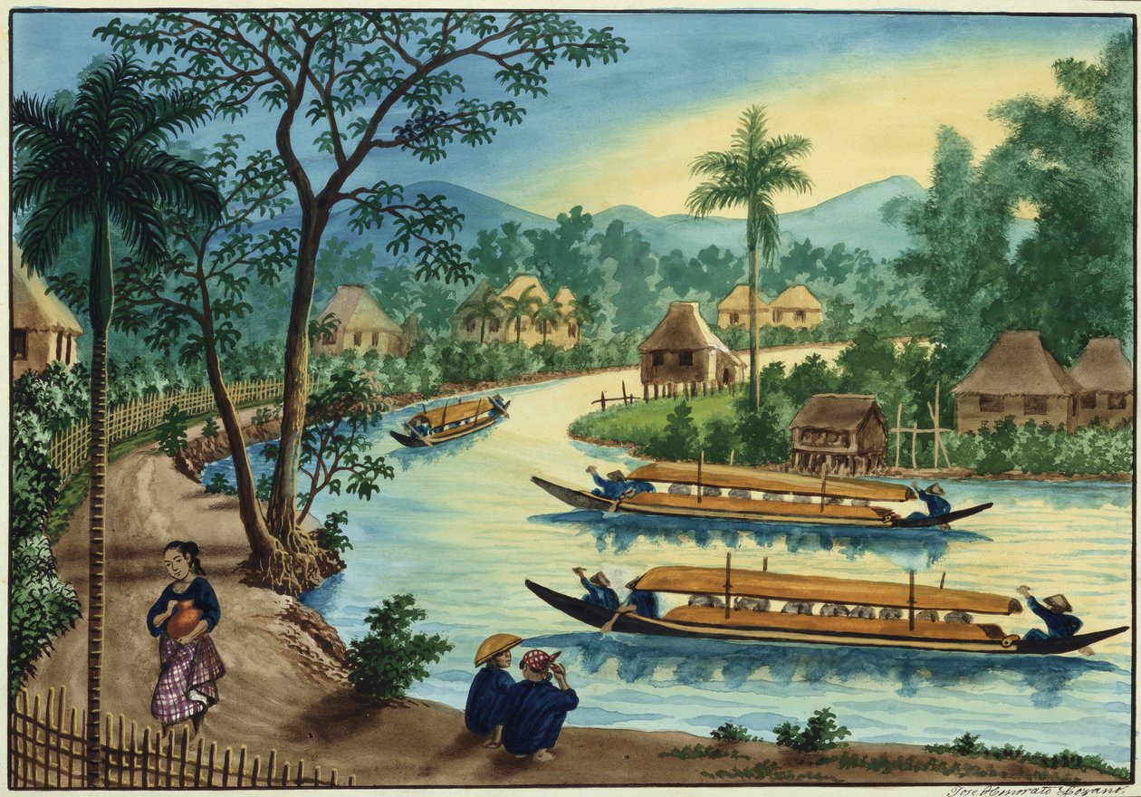 Manila e i suoi dintorni: Vista vicino alla città di Taguig sul fiume Pasig da Jose Honorato Lozano