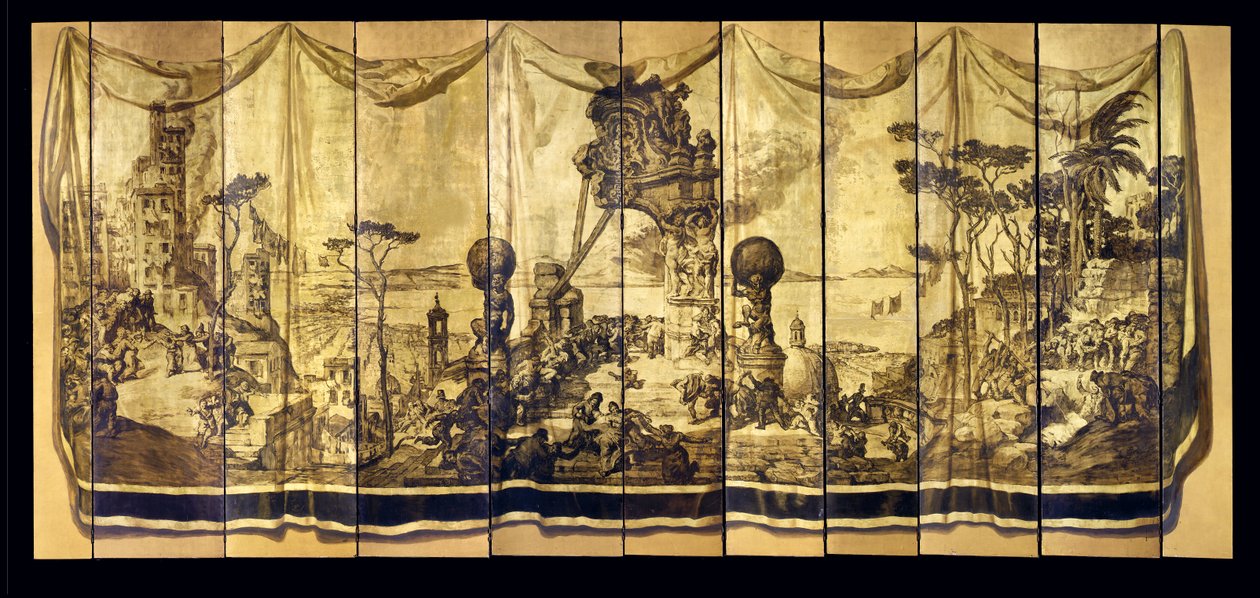 Visione mediterranea, schermo a undici foglie da Jose Maria Sert y Badia