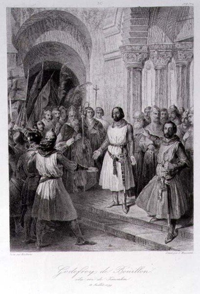 Goffredo di Buglione Eletto Re di Gerusalemme, inciso da Leopold Massard da Jose de (after) Madrazo y Garreta