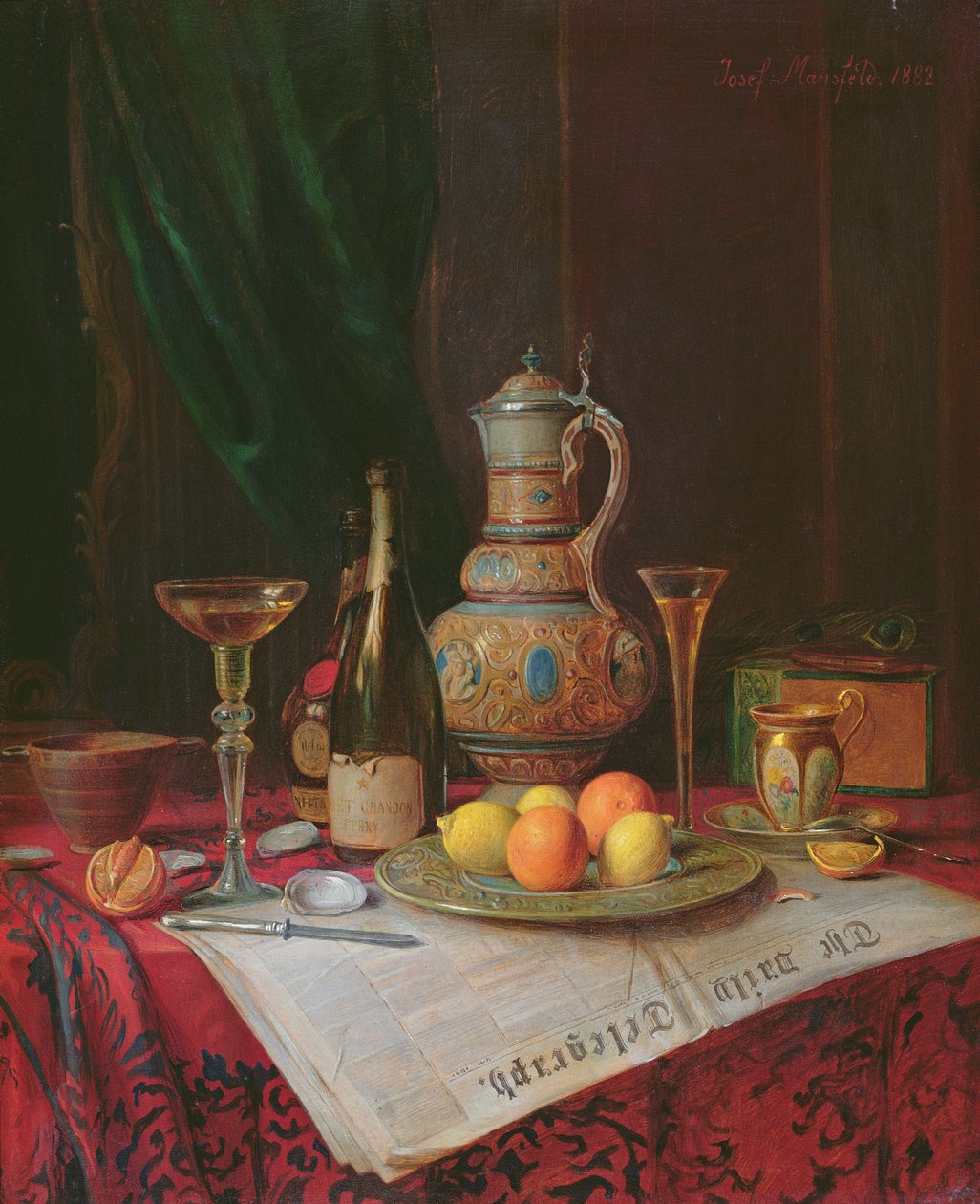 Natura morta con una bottiglia di champagne, 1882 da Josef Mansfeld
