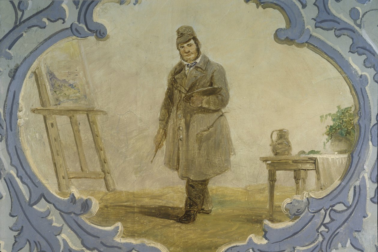 Autoritratto, 1850s (dipinto murale) da Josef Matj Navrátil