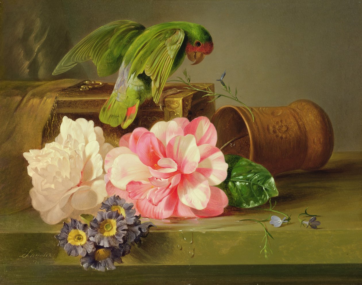 Natura morta con pappagallo, 1879 da Josef Schuster