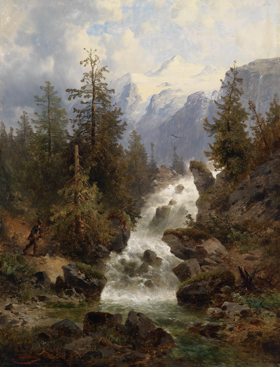 Cacciatore alla cascata da Josef Thoma