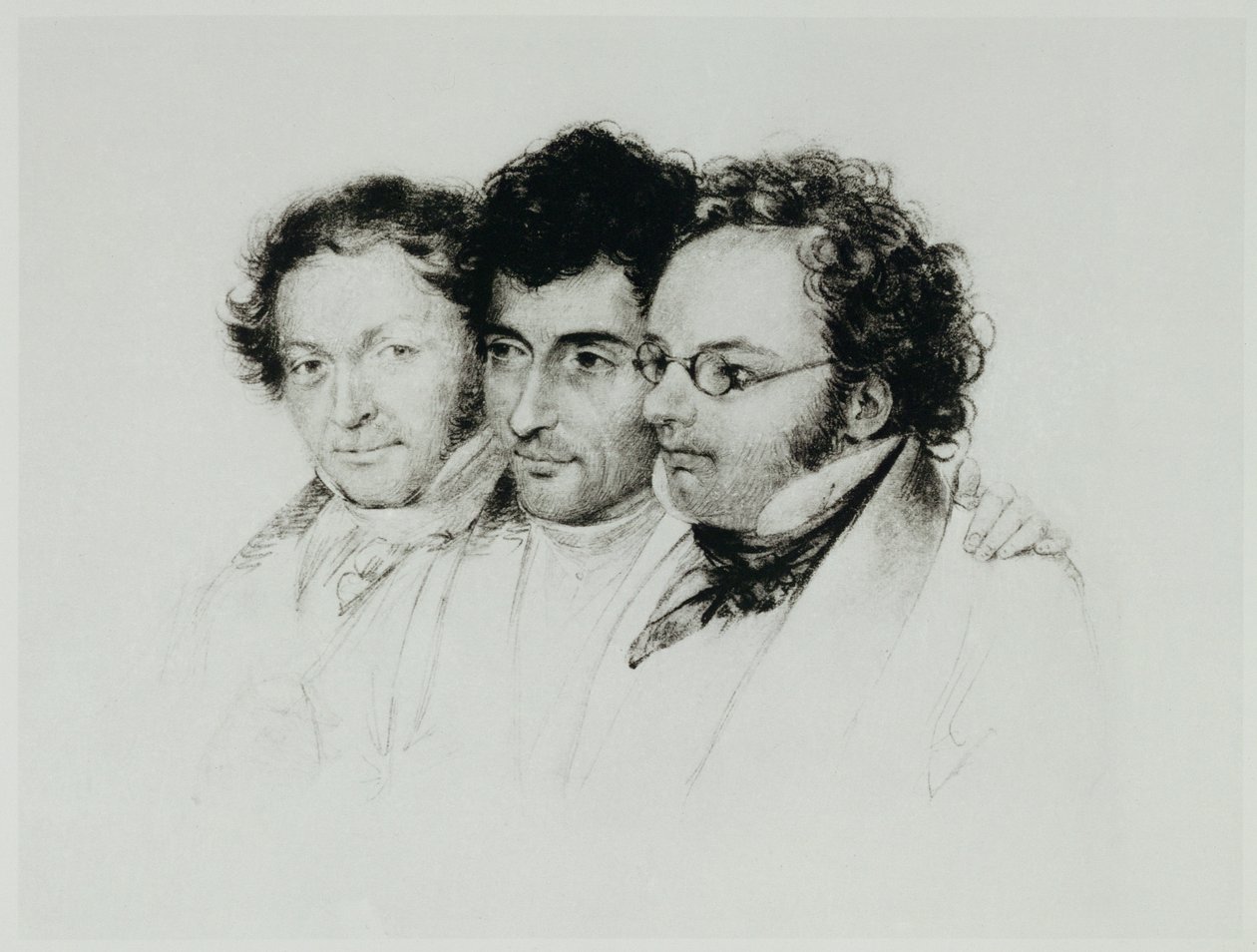 Johann Baptist Jenger, Anselm Huettenbrenner e Franz Schubert ... da Josef Eduard Teltscher