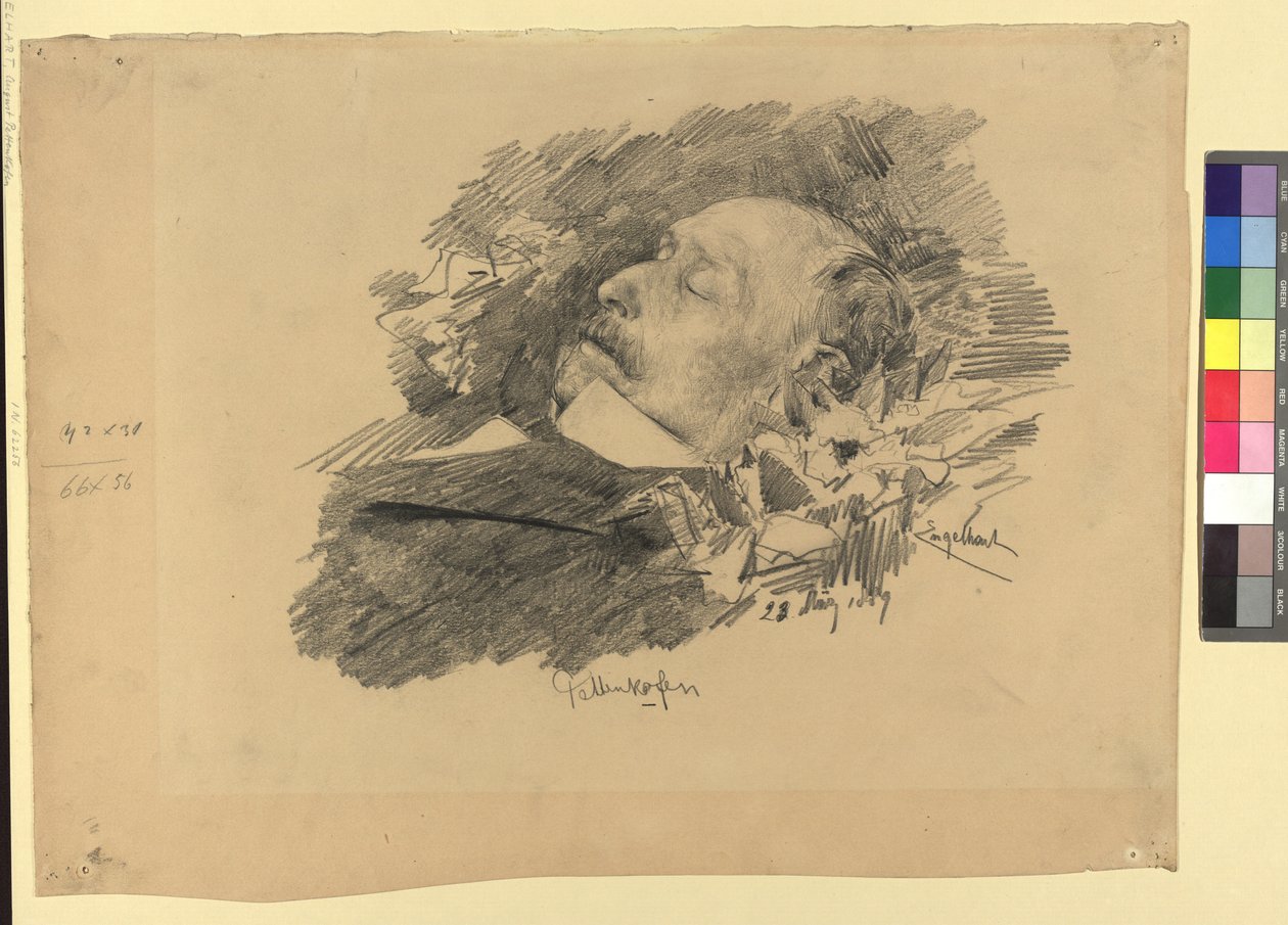 Il pittore August Pettenkofen sul letto di morte da Josef Engelhart
