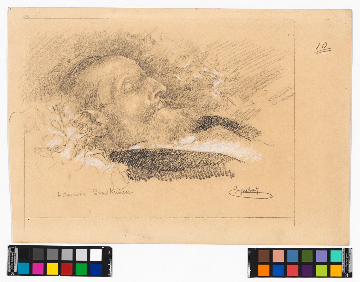 Porträt des Chormeisters und Komponisten Eduard Kremser auf dem Sterbebett da Josef Engelhart