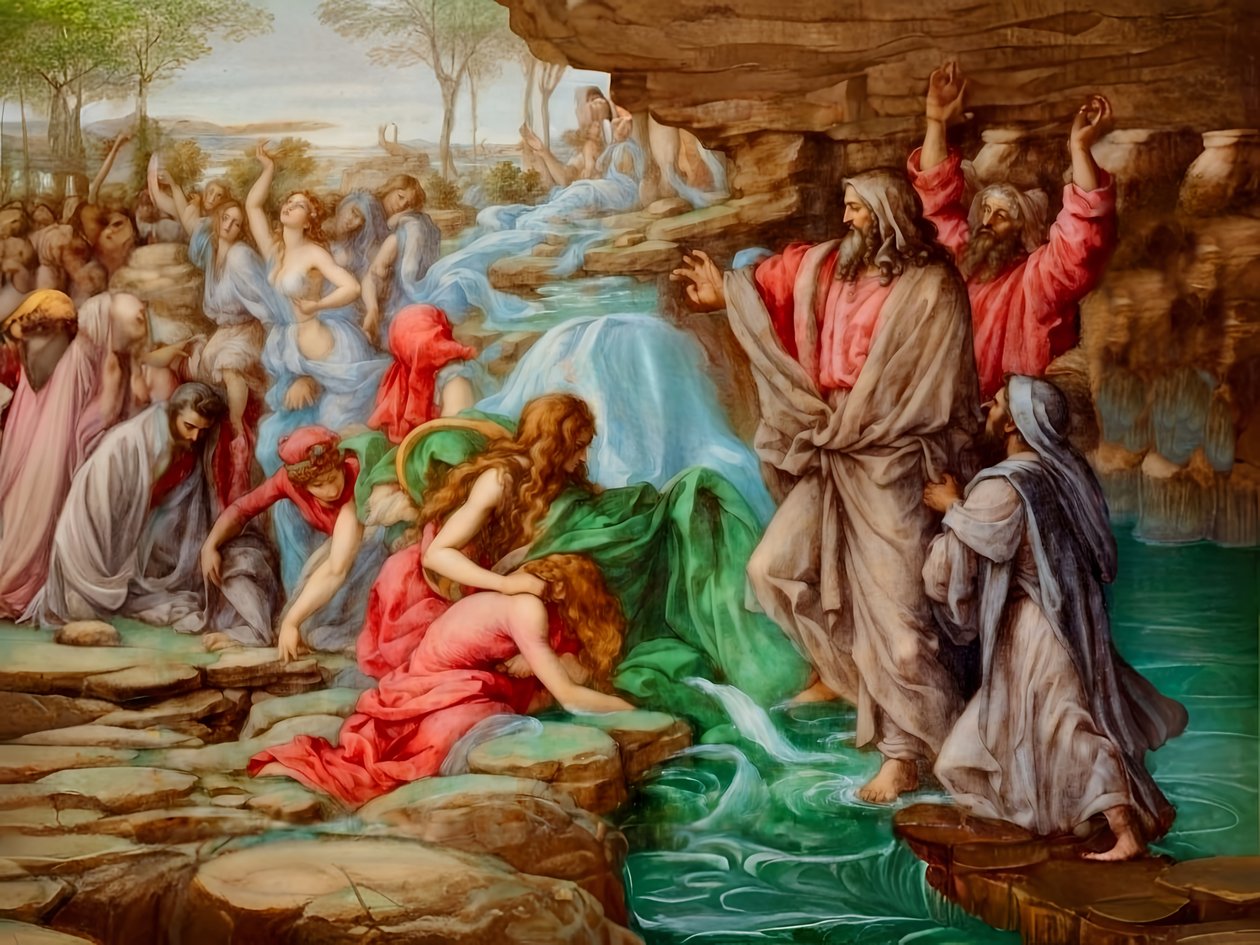 Manna e acqua dalla roccia da Josef Johann Michel
