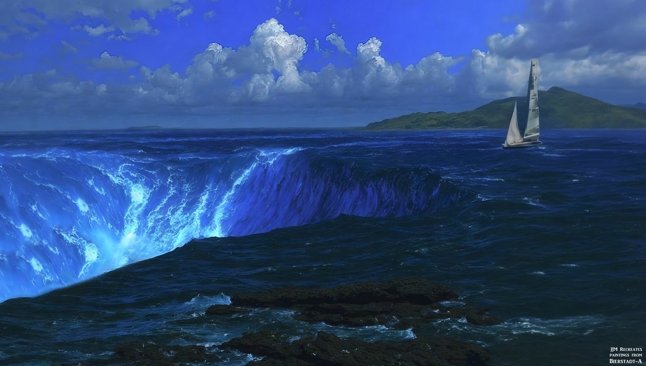 JJM ricrea Bierstadt-A: Cascate del Niagara (con veliero) da Josef Johann Michel