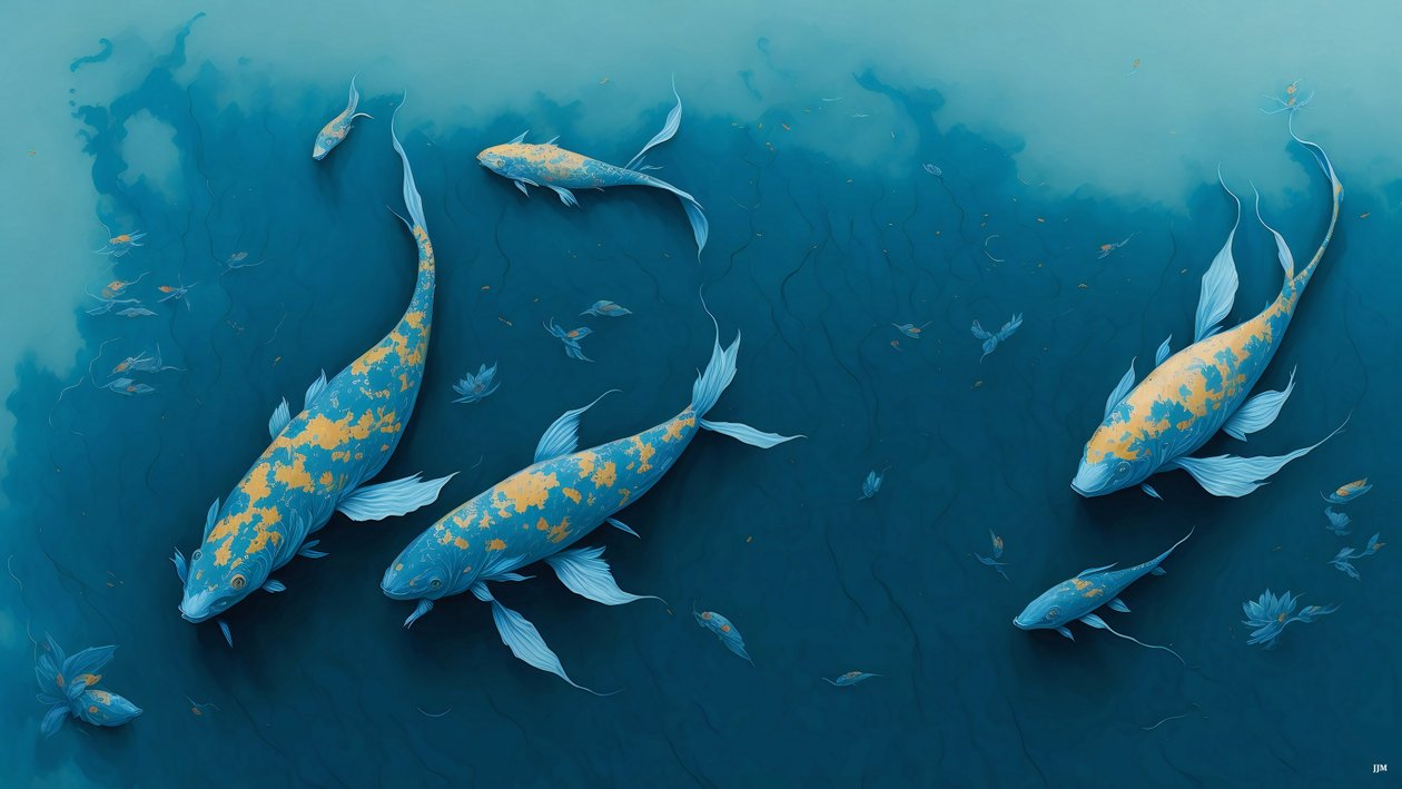 Carpa Koi blu da Josef Johann Michel