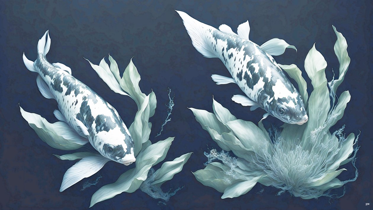Carpa Koi marmo bianco da Josef Johann Michel