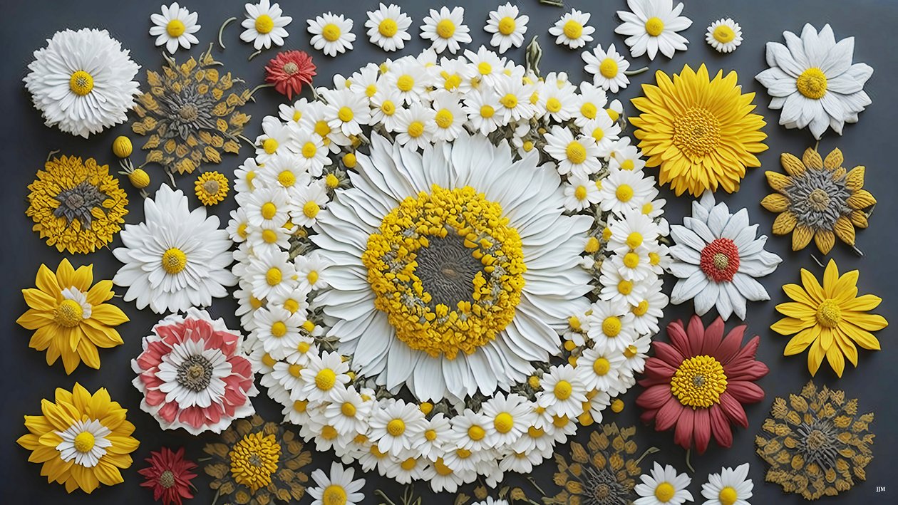 mandala: elementi di camomilla-matricaria_01 da Josef Johann Michel