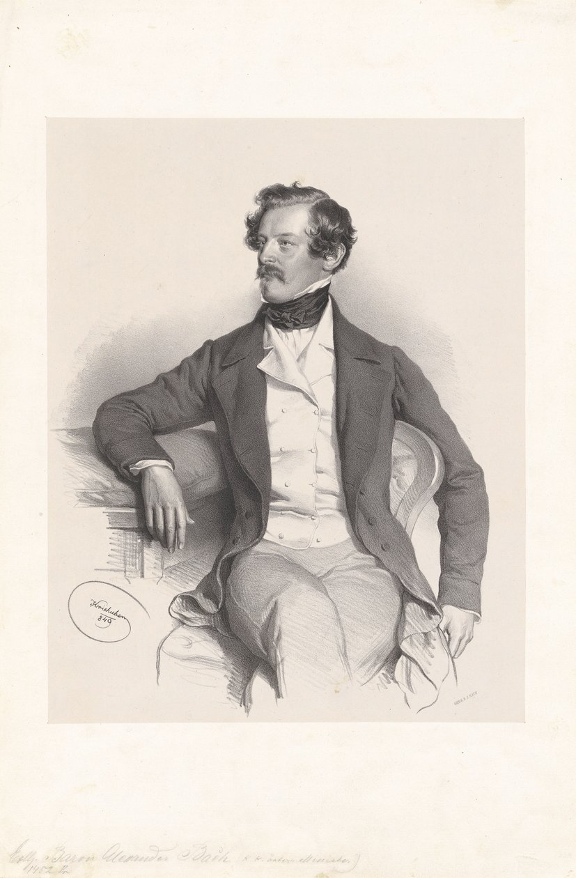 Alexander barone von Bach (1813-1893), giurista, politico da Josef Kriehuber