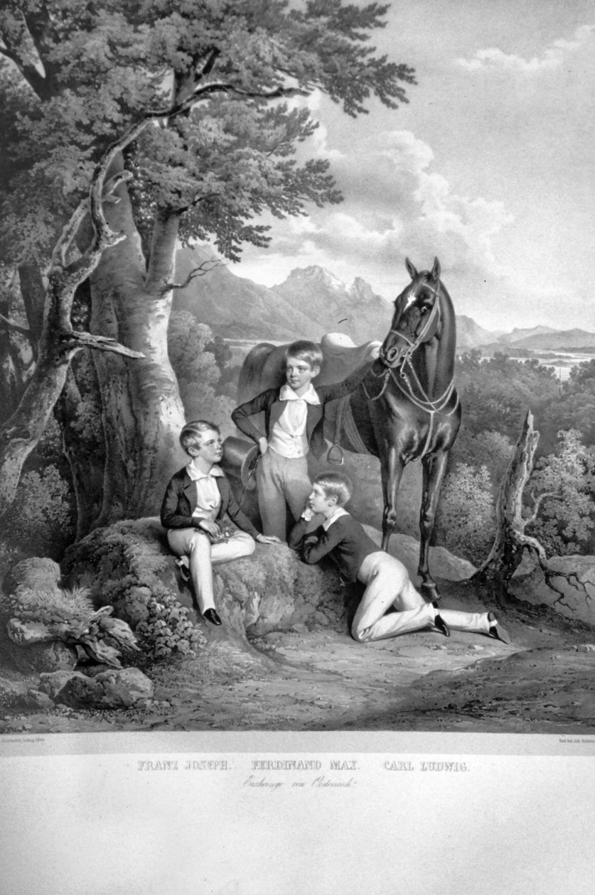 Francesco Giuseppe I con i fratelli Litho da Josef Kriehuber