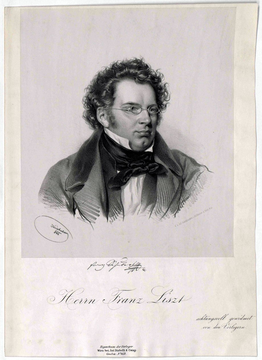 Litografia Franz Schubert da Josef Kriehuber