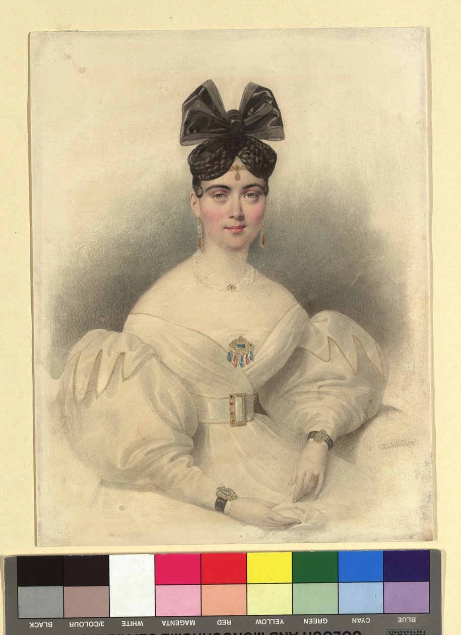 La signora Tschapek, titolare del negozio di lino e seta “Zur Jungfrau von Orleans” da Josef Kriehuber