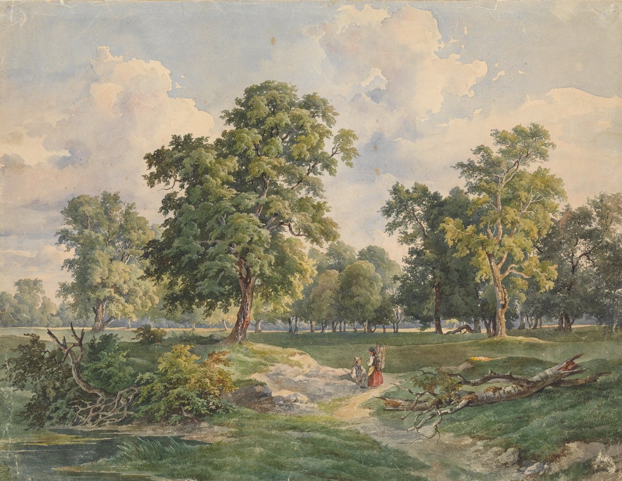 Grande paesaggio di parco, Laxenburg da Josef Kriehuber