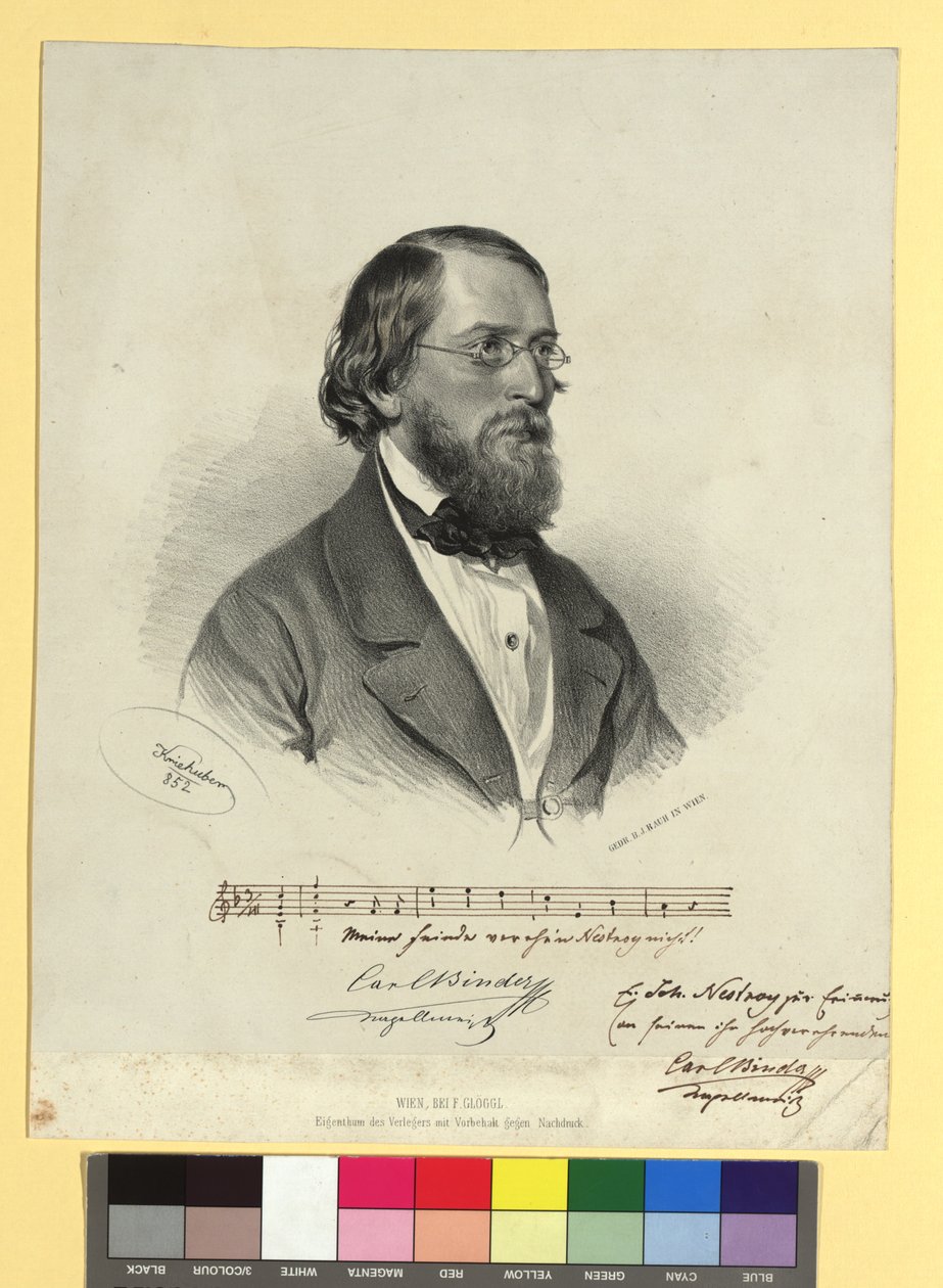 Karl Binder, maestro di cappella, compositore della musica per le farse di Johann Nestroy da Josef Kriehuber