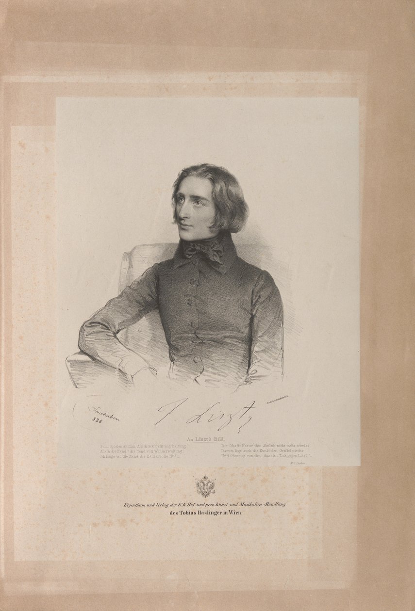 Ritratto di Franz Liszt 1811-1886, 1838 da Josef Kriehuber