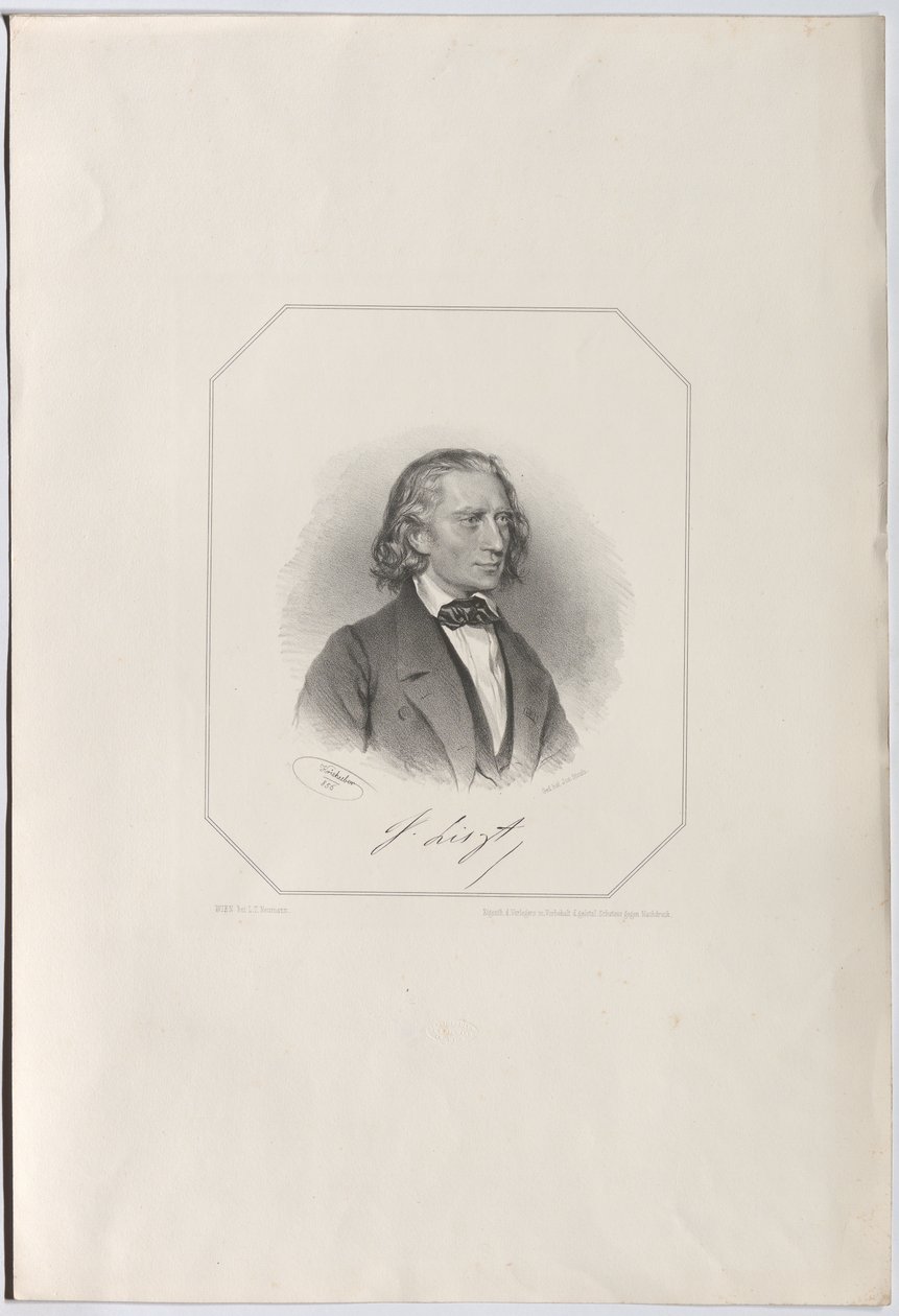 Ritratto di Franz Liszt, 1856 da Josef Kriehuber