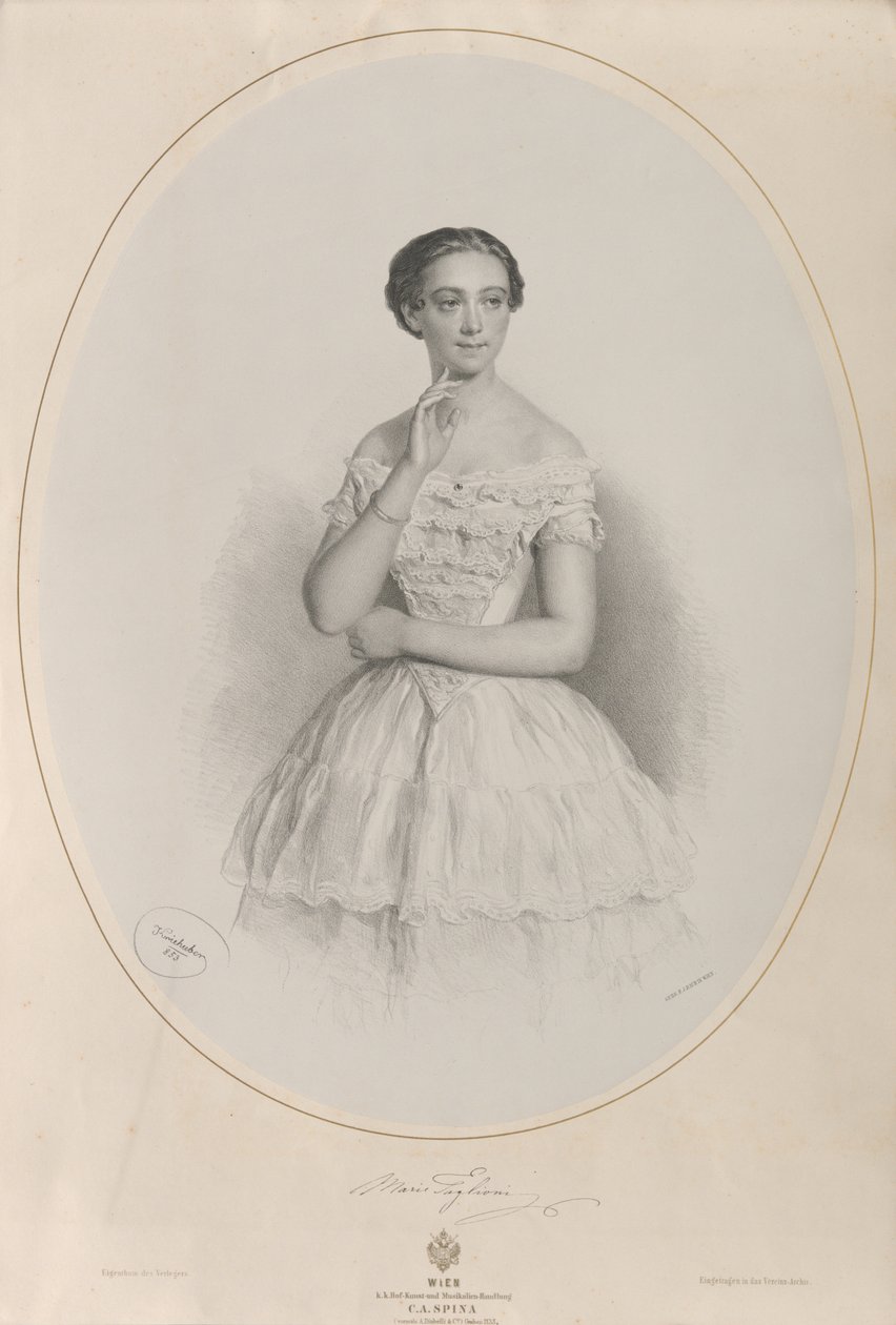 Ritratto della ballerina Marie Taglioni, 1853 da Josef Kriehuber