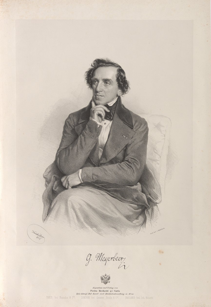Ritratto del compositore Giacomo Meyerbeer 1791-1864, 1847 da Josef Kriehuber