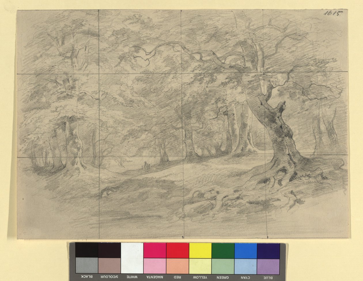Paesaggio boschivo con elementi decorativi da Josef Kriehuber