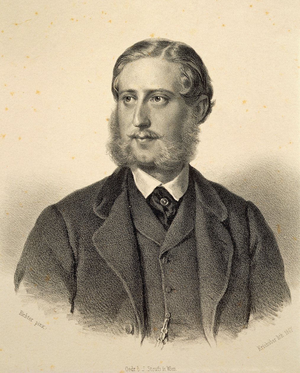 Ritratto di Ferdinand Bonaventura, Principe Kinsky (1834-1904). Incisione di Josef Kriehuber da Josef Nikolaus Kriehuber