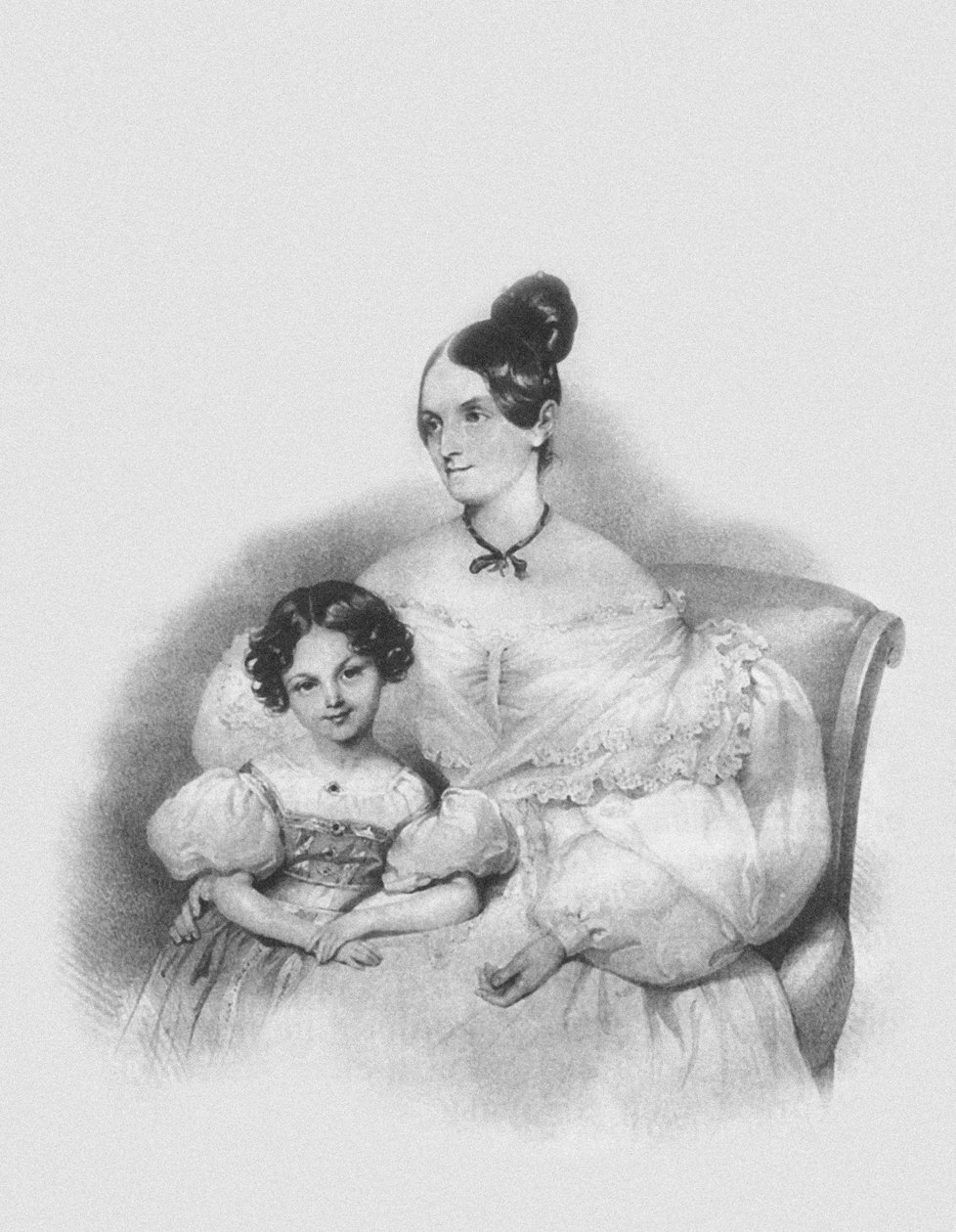 Ritratto di Olga Narychkina Potocki con la figlia Sophie da Josef Nikolaus Kriehuber