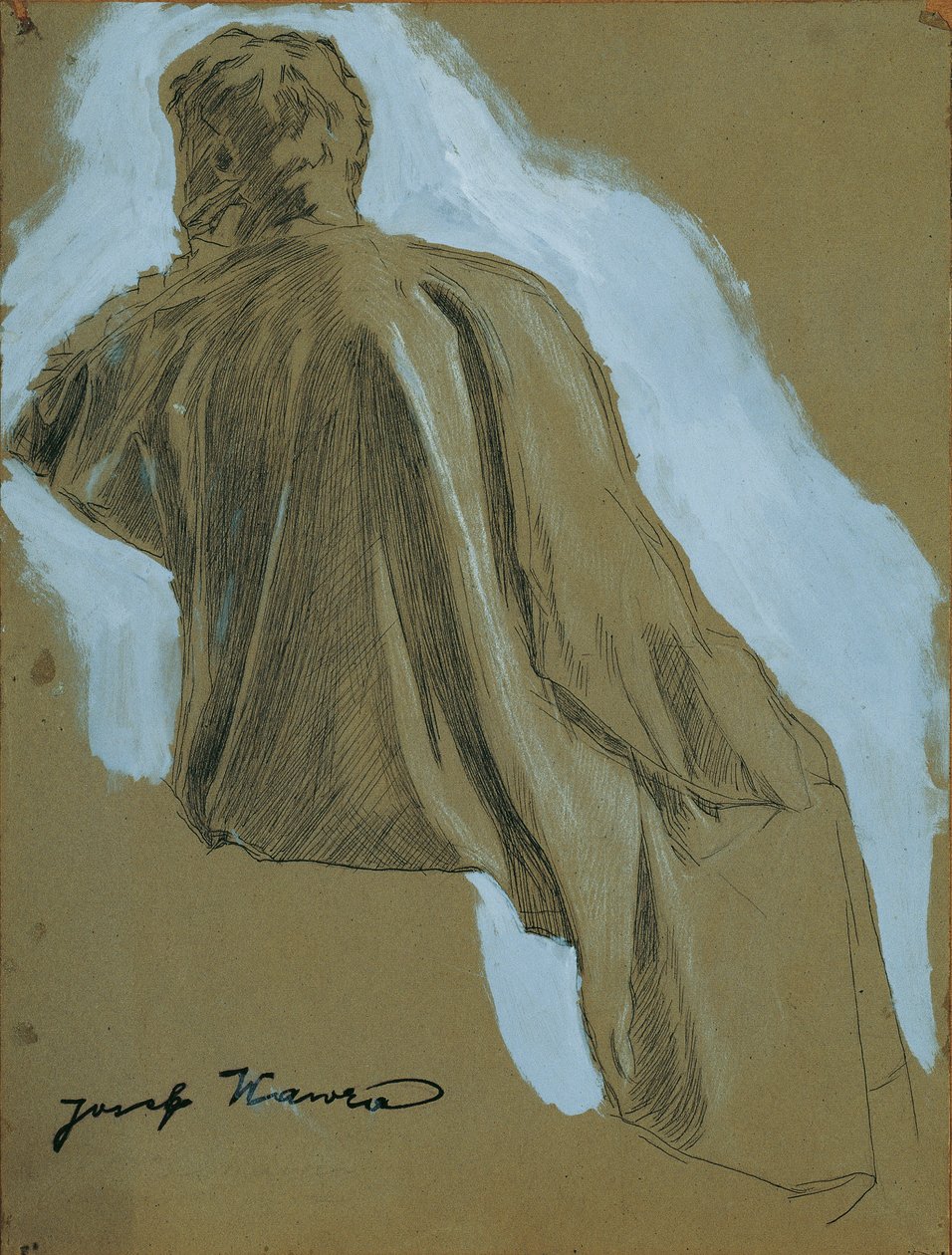 Uomo seduto (studio di drappeggio) da Josef Wawra