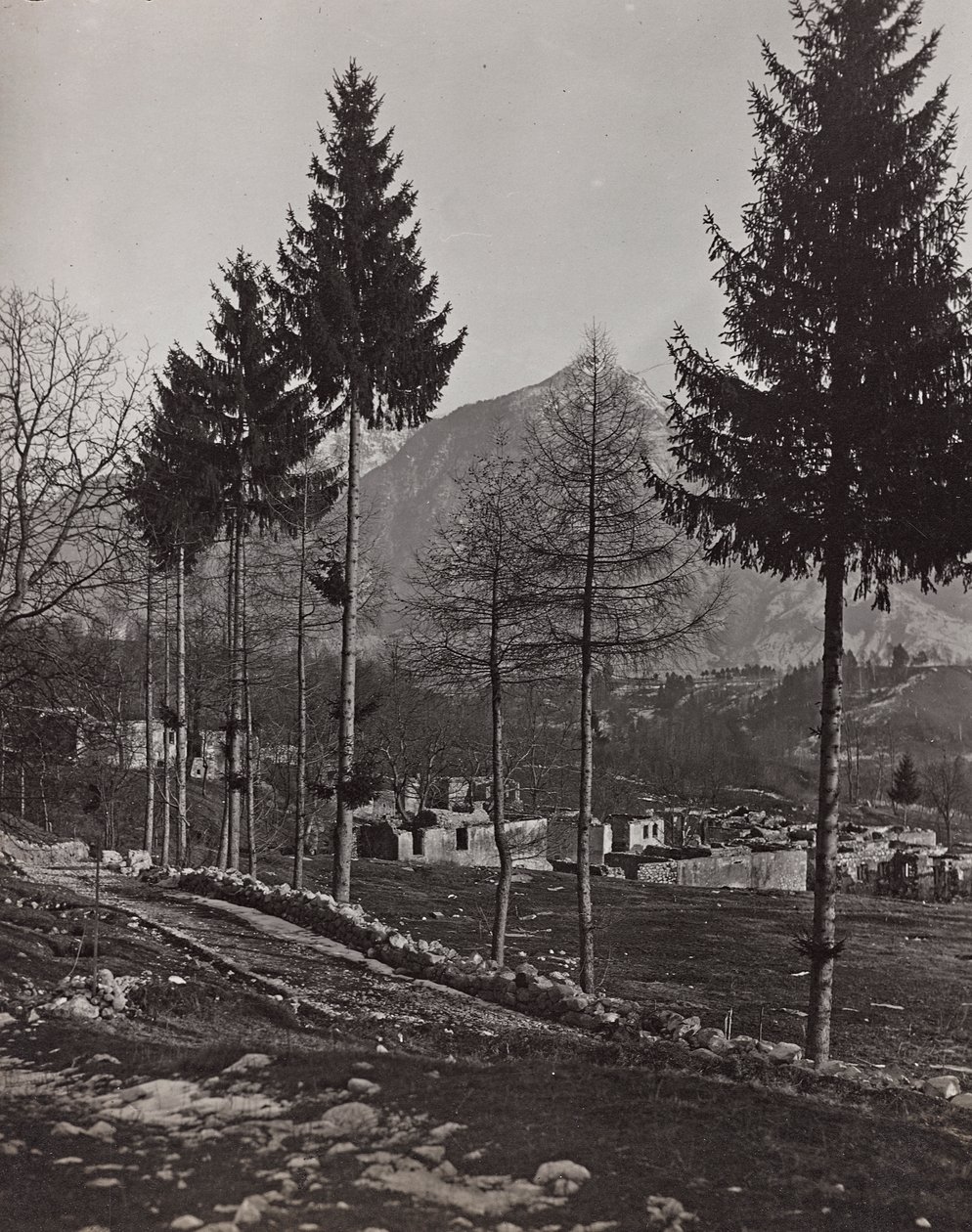 Album "Meine weltkriegs - Erinnerungen South-West Front (Carinzia, Italia, Trentino-Alto Adige) 31/03/1915-12/11/1918 - Josef Zohles Wien": macerie di Pliczna (foto b/n) da Josef Zohles