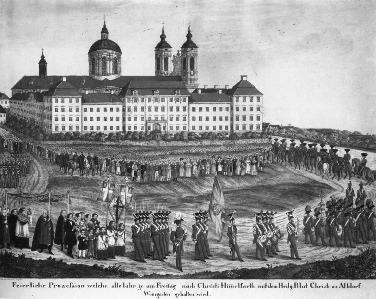Processione del Sacro Sangue ad Altdorf-Weingarten, circa 1840 (prima del 1848) da Joseph Bayer
