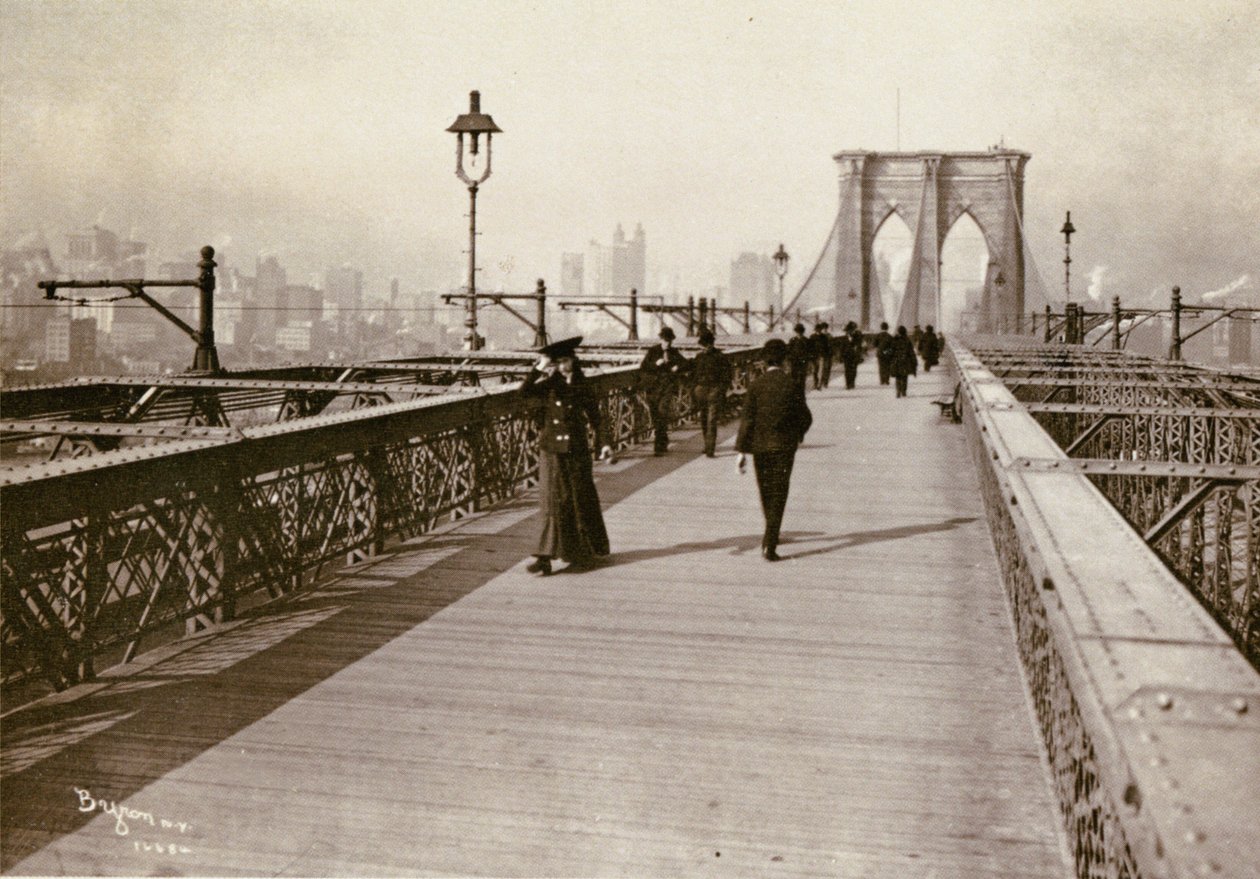 La passeggiata del Ponte di Brooklyn, vista verso Manhattan da Joseph Byron
