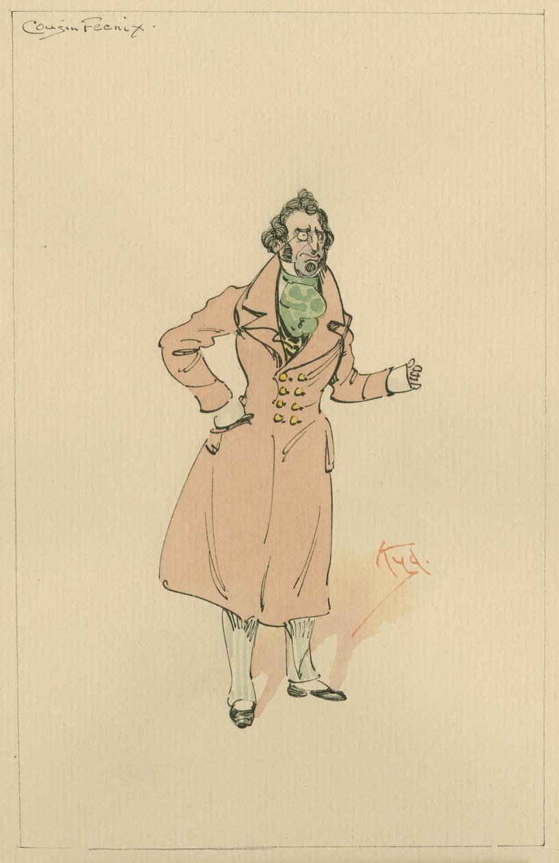 Cugino Feenix, alias Lord Feenix, c.1920s (penna e inchiostro con acquerello su carta) da Joseph Clayton Clarke