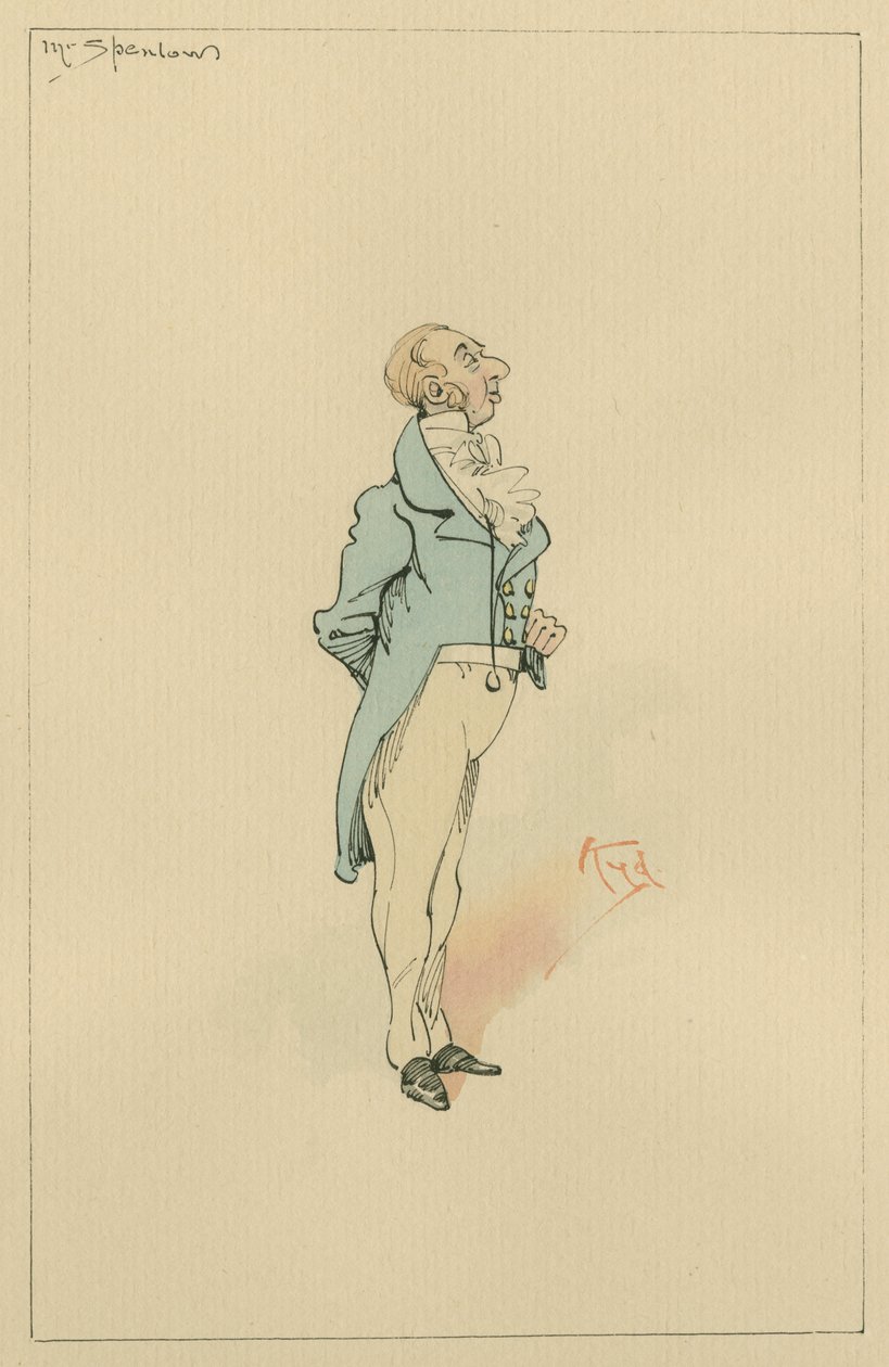 Mr Spenlow, c.1920s (penna e inchiostro con acquerello su carta) da Joseph Clayton Clarke