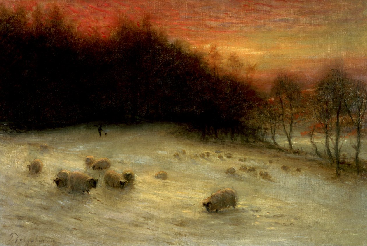Pecore in un paesaggio invernale, sera da Joseph Farquharson
