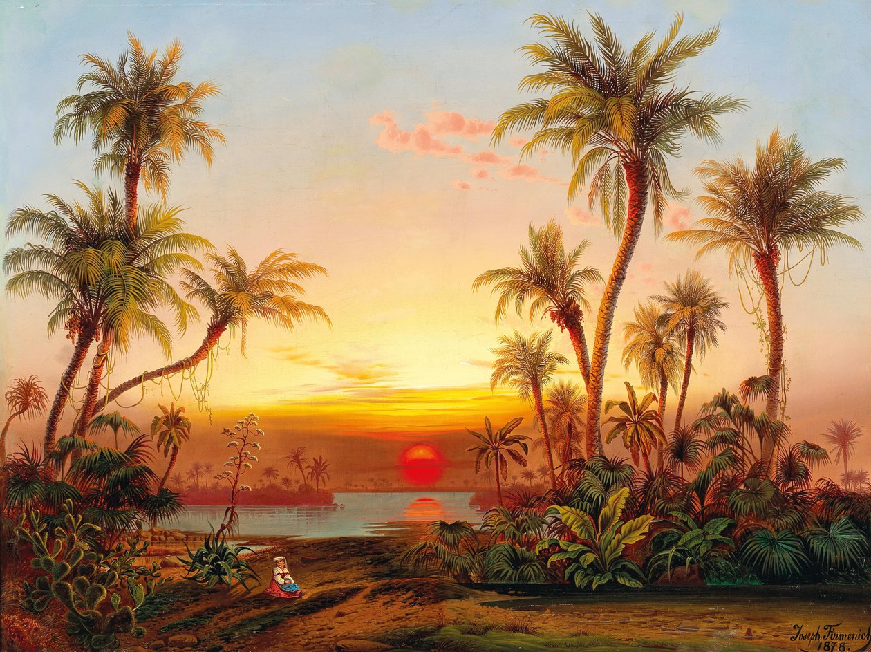Paesaggio meridionale con palme alla luce del tramonto da Joseph Firmenich