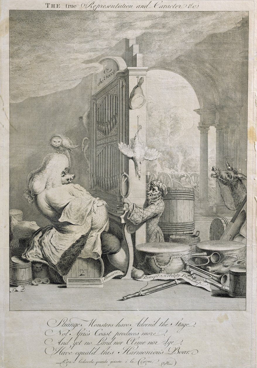 La vera rappresentazione e carattere, caricatura di George Frederick Handel da Joseph Goupy