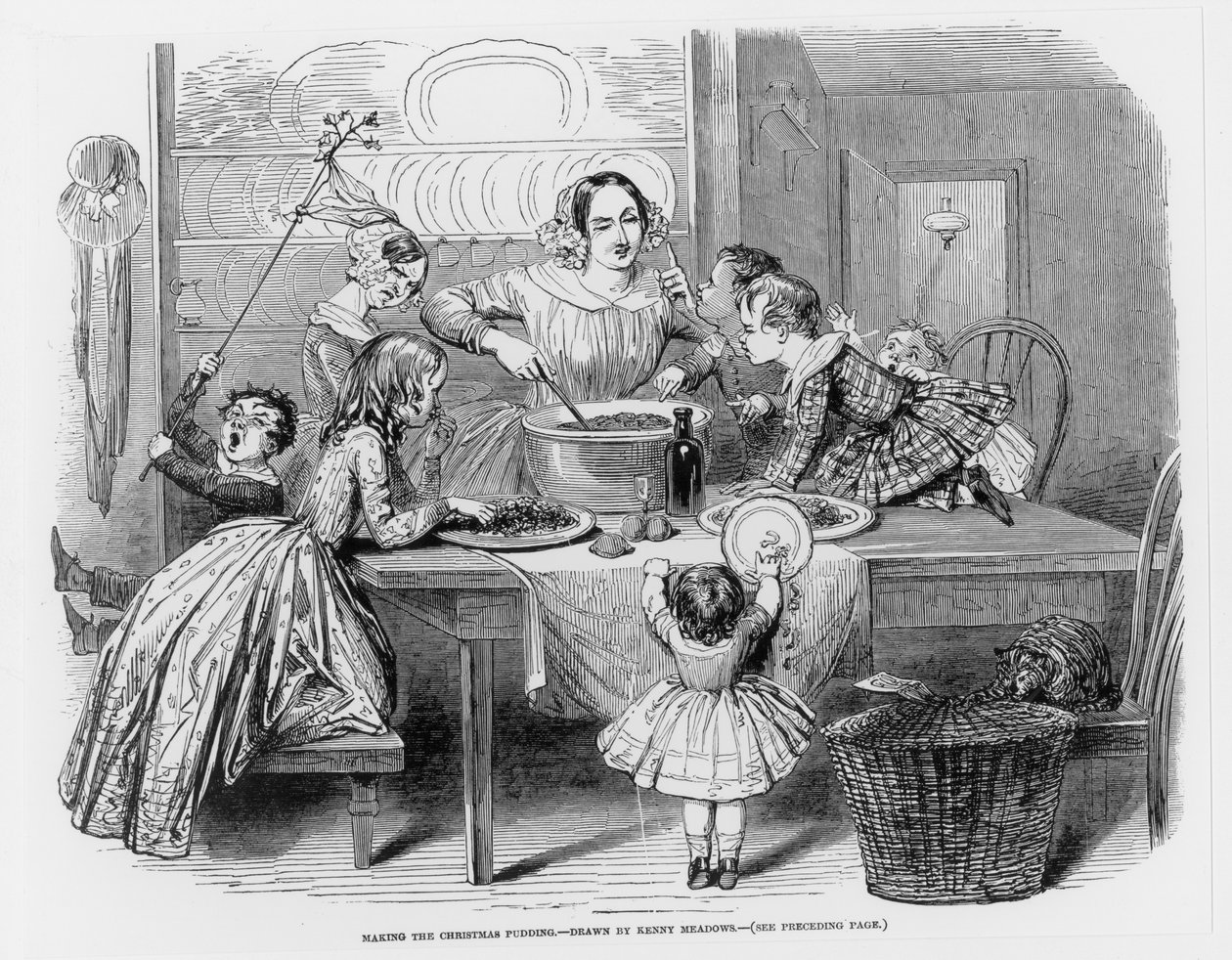 Preparazione del budino di Natale, 1848 da Joseph Kenny Meadows