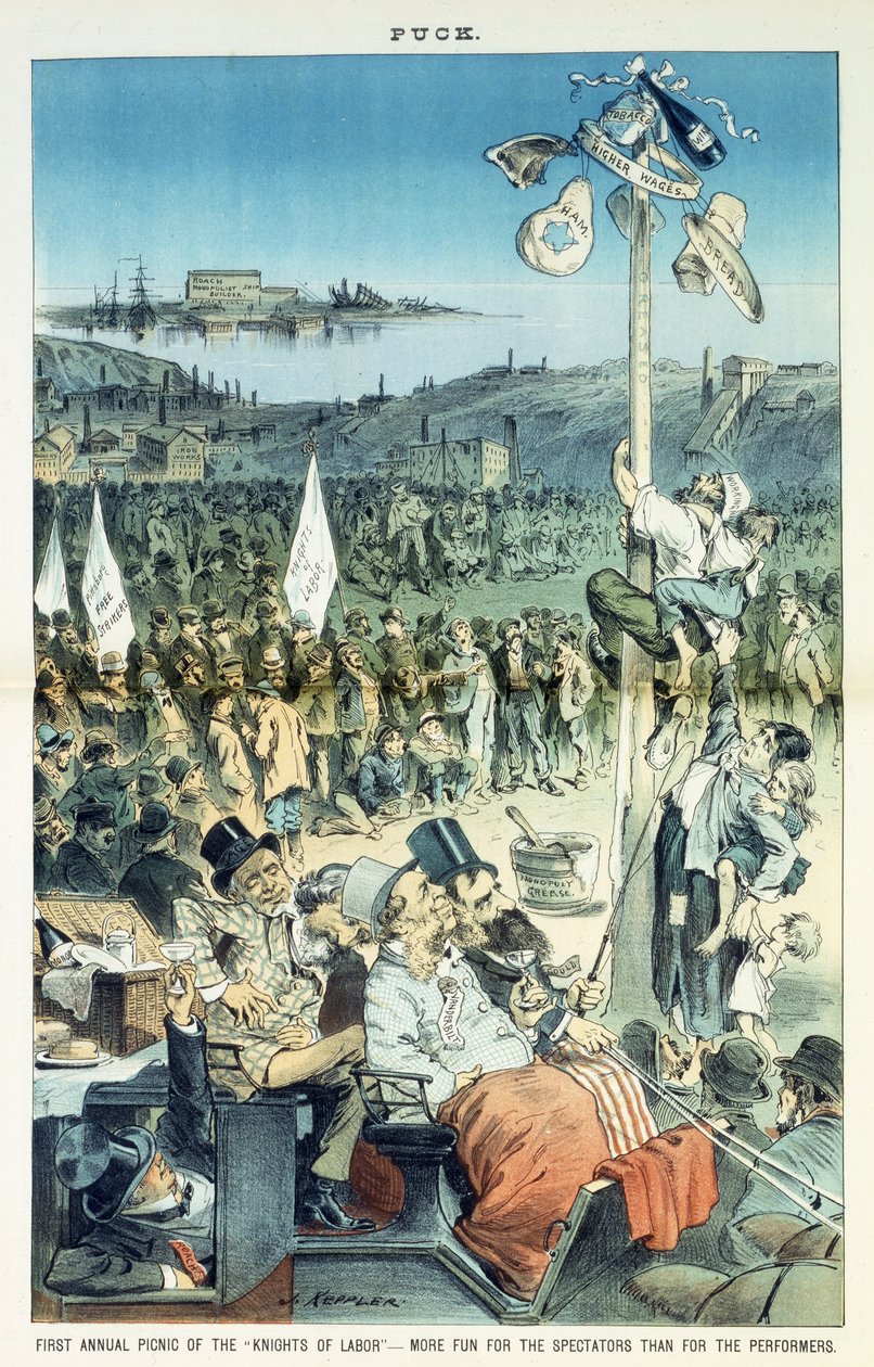 Primo picnic annuale dei Cavalieri del Lavoro - più divertente per gli spettatori che per i partecipanti, 1882 da Joseph Keppler