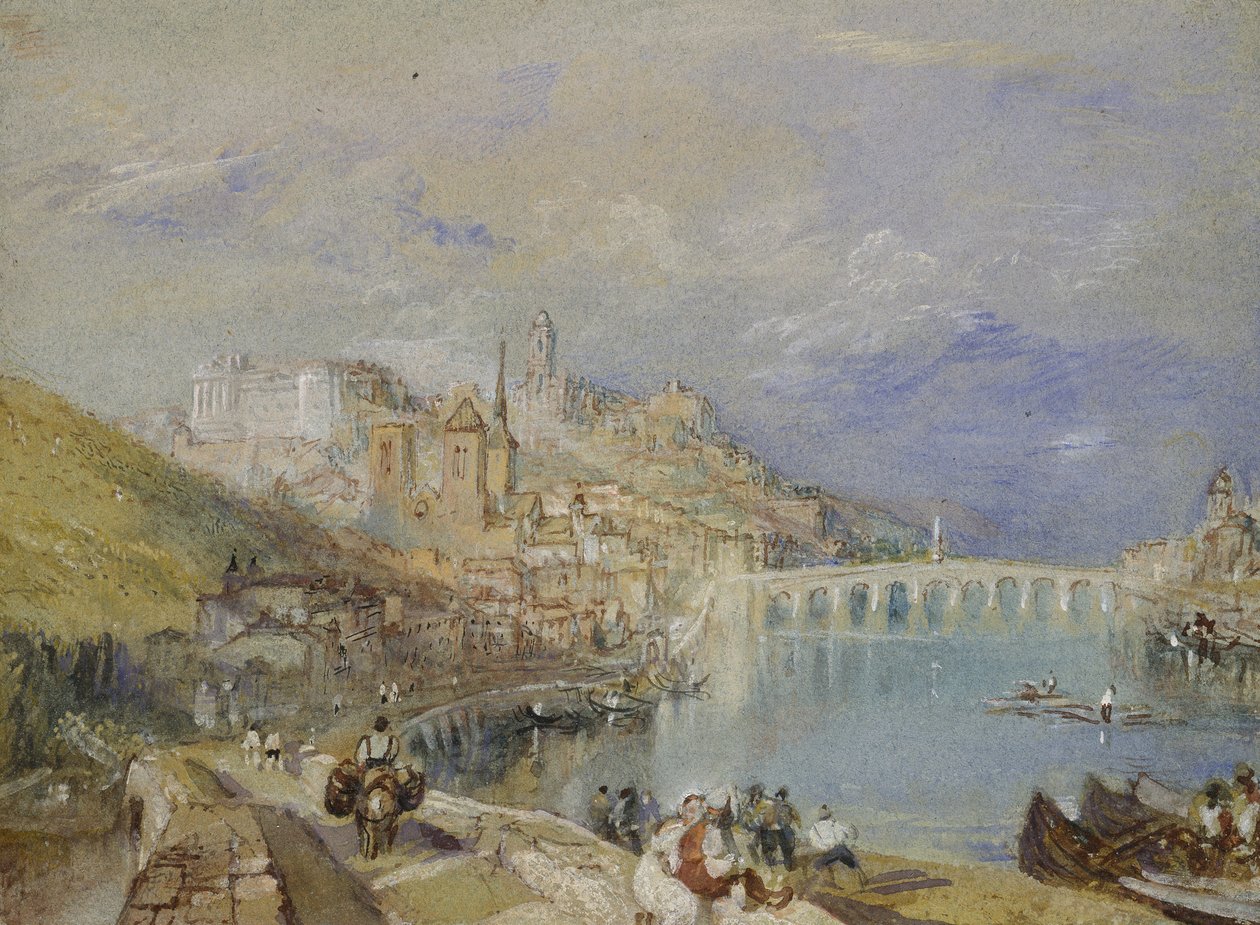 Blois, c. 1830 (acquerello con gouache e penna e inchiostro marrone e nero su carta blu) da Joseph Mallord William Turner