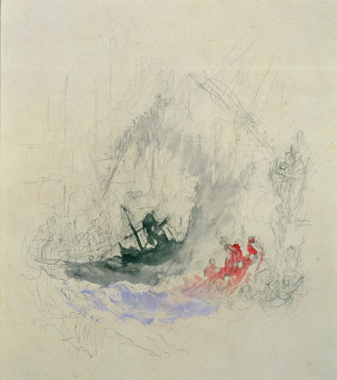Incendio in mare, un disegno per una vignetta da Joseph Mallord William Turner