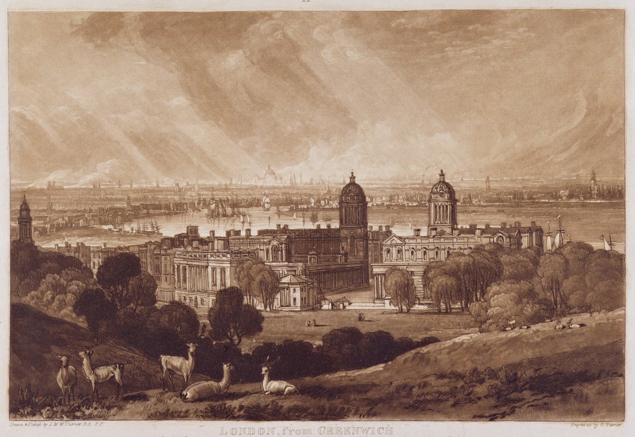 Londra da Greenwich, inciso da Charles Turner, 1811 da Joseph Mallord William Turner