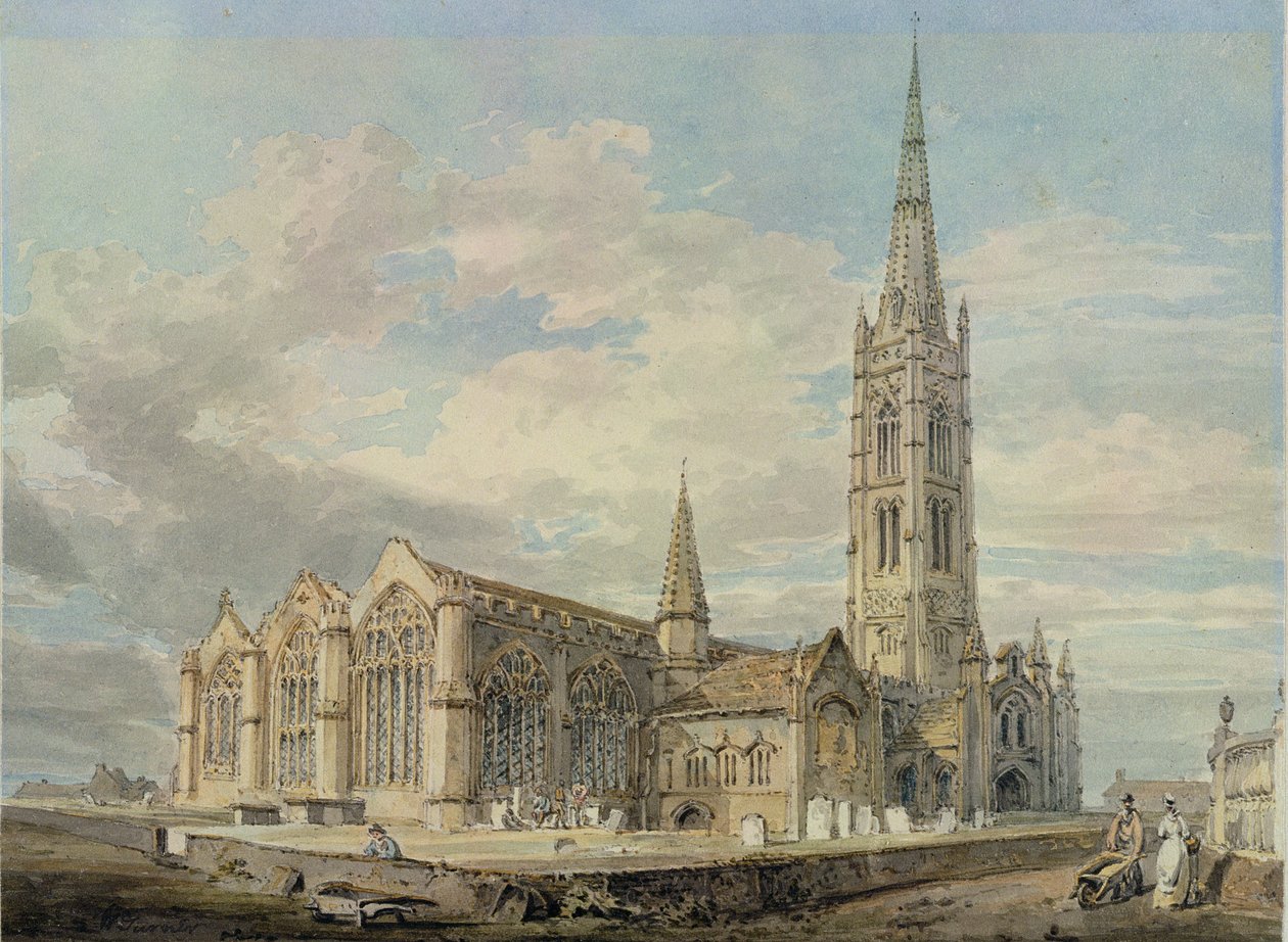 Vista nord-est della chiesa di Grantham, Lincolnshire, c.1797 da Joseph Mallord William Turner